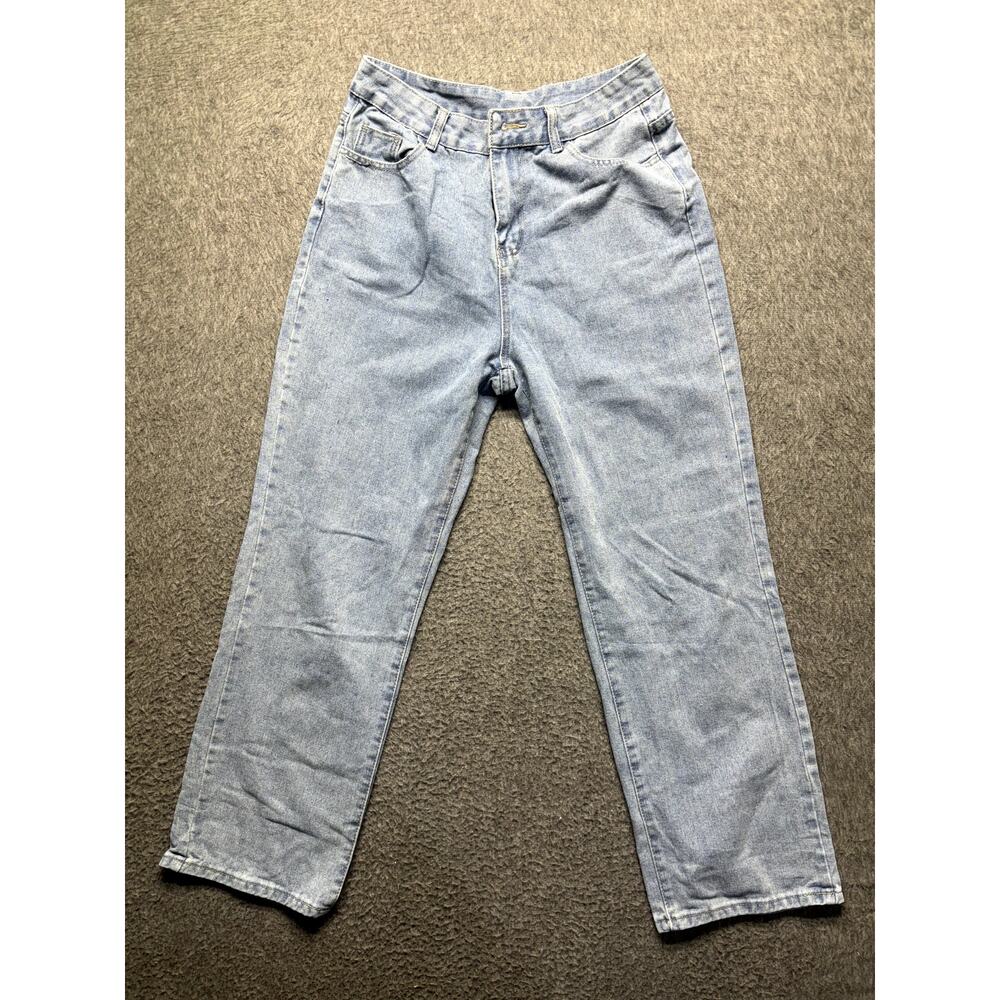 Vintage Light Wash High-Rise Mom Jeans Size L – Classic Straight Fit Denim